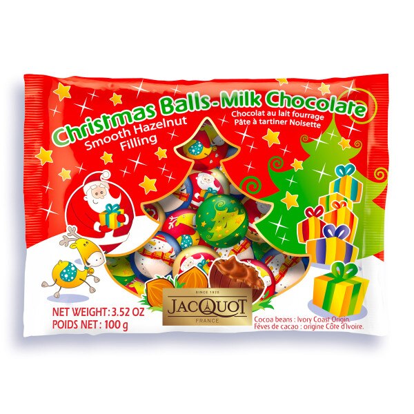 Jacquot Milk Chocolate Balls with Smooth Hazelnut Filling Bag Holiday Chicago Importing Company
